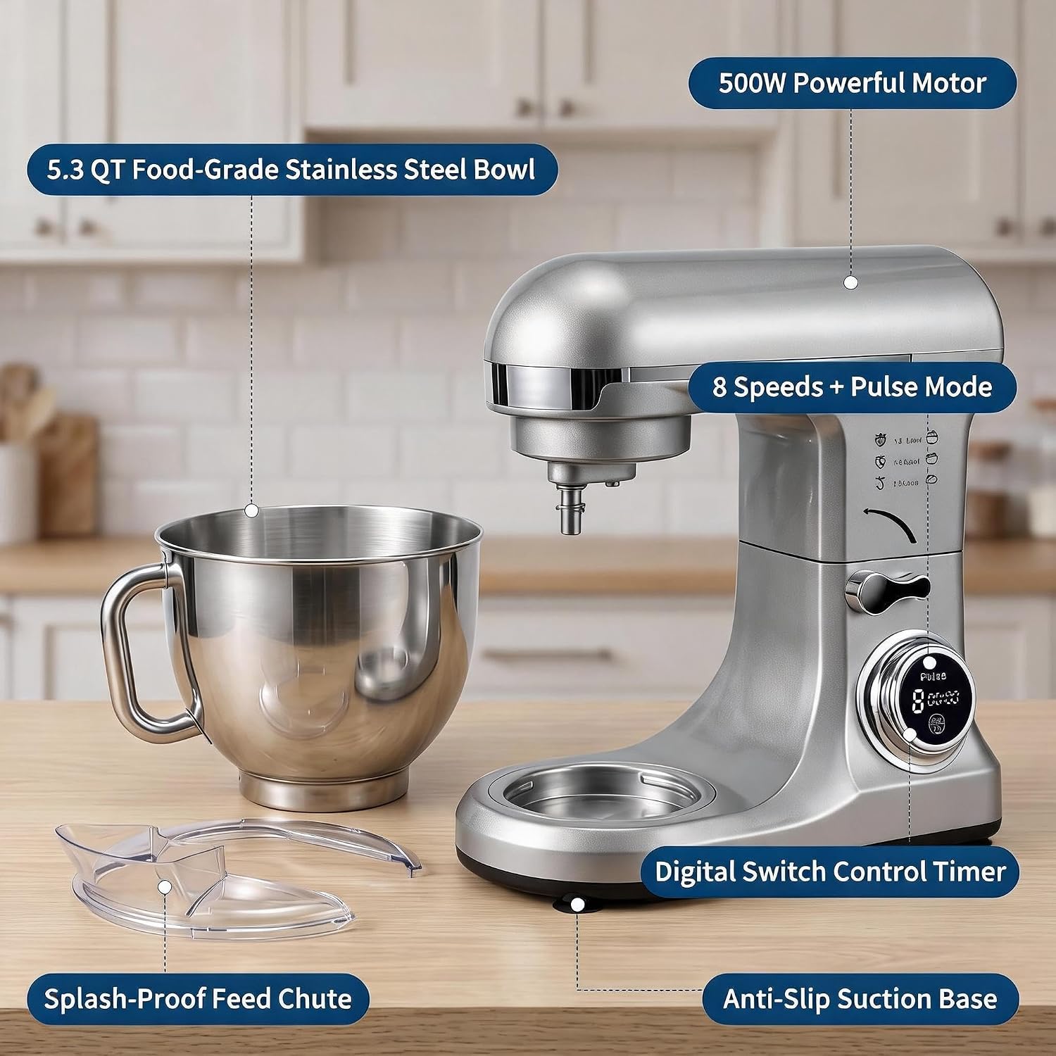 Tacleekii 5.3 QT Tilt-Head Sta - огляд і ціна Stand Mixer Bowl