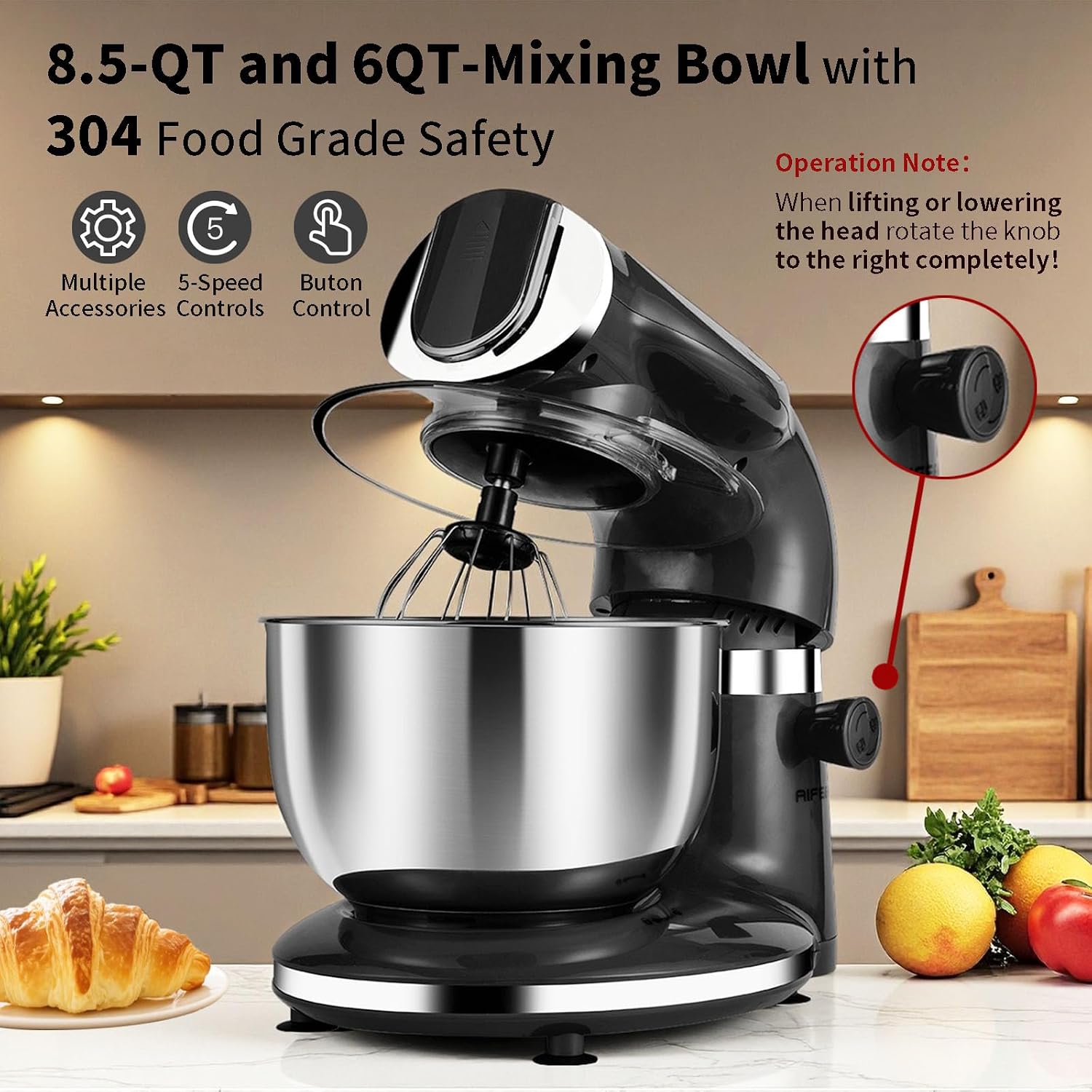 Black Electric Stand Mixer 85Q - огляд і ціна Stand Mixer Bowl