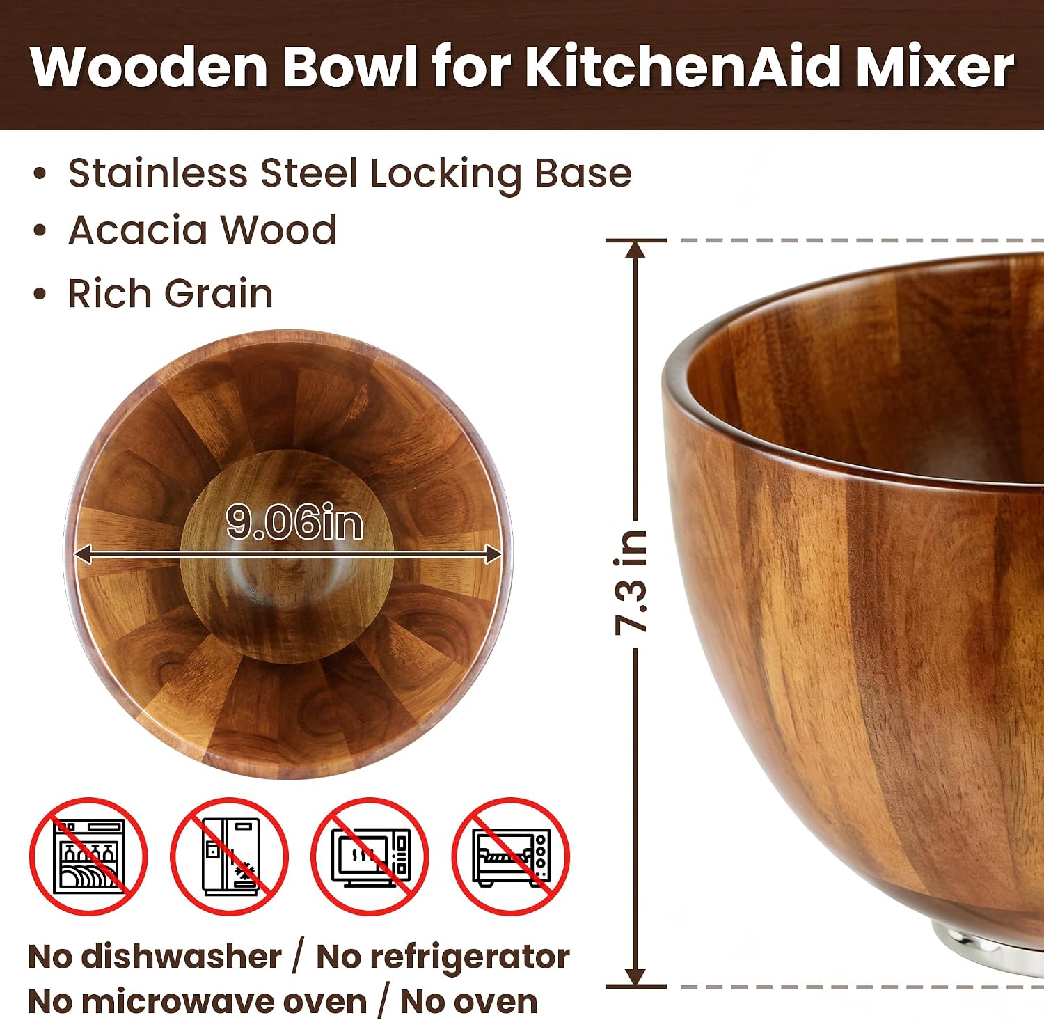 KITOART 5QT Wood Mixing Bowl f - огляд і ціна Stand Mixer Bowl
