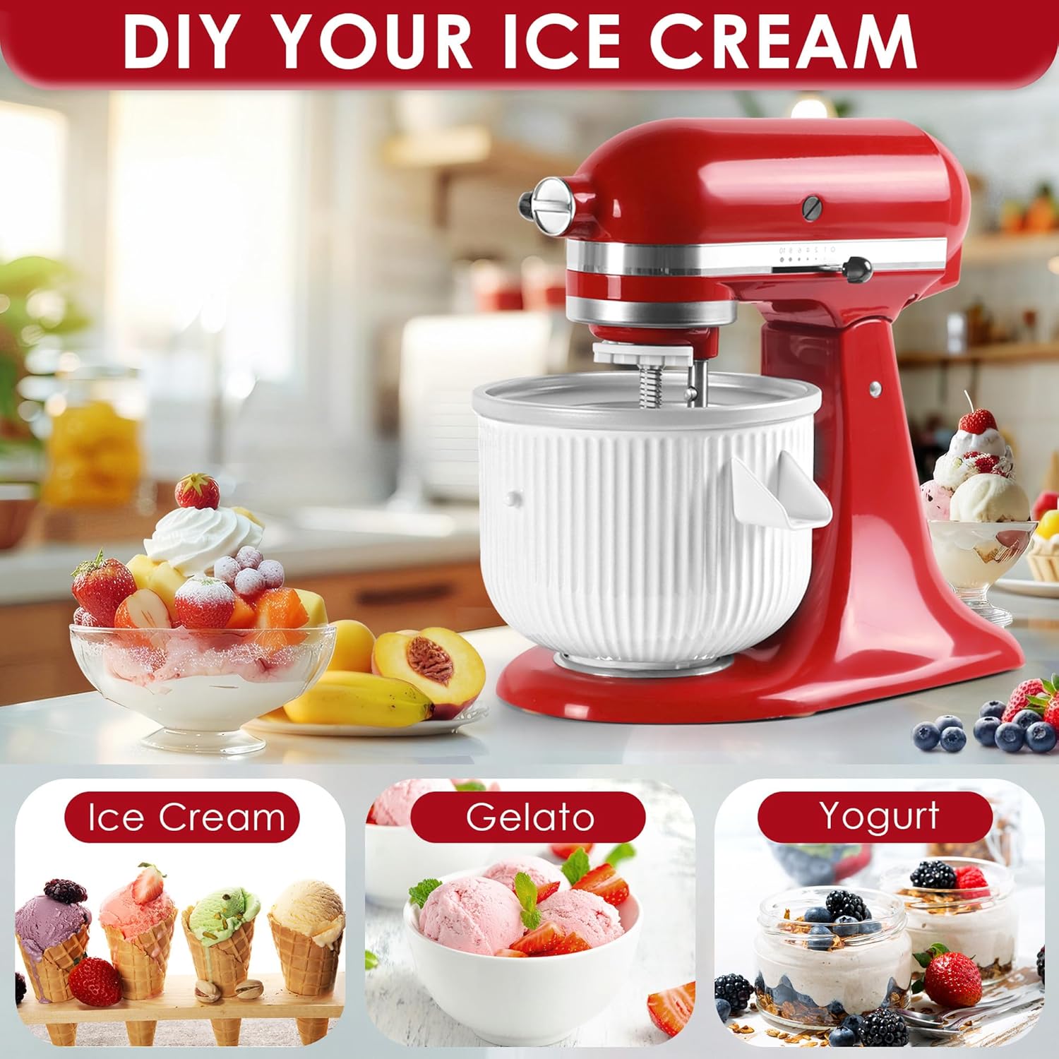 Ice Cream Maker Attachment for - огляд і ціна Stand Mixer Bowl
